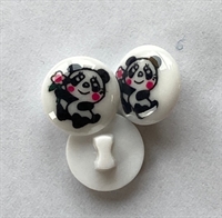 13 mm Knap, Hvid m Panda